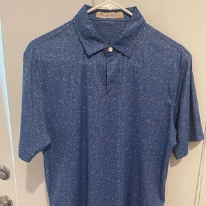 Peter Millar - Featherweight - S - Blue - Patterned Polo Shirt - Preowned